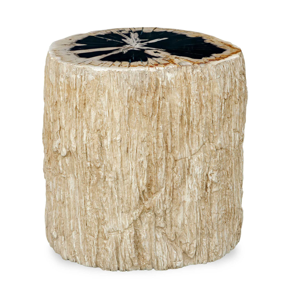 Arco - Petrified Wood Top Accent Table - Black / White