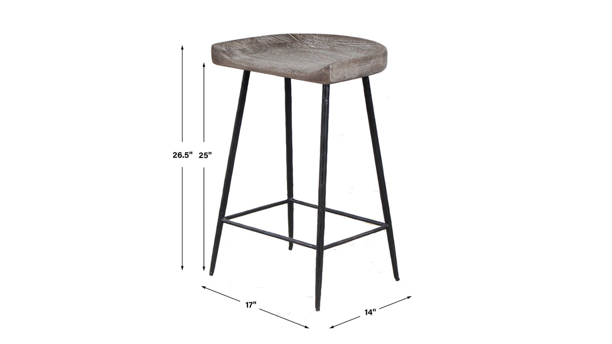Cordova - Carved Wood Counter Stool