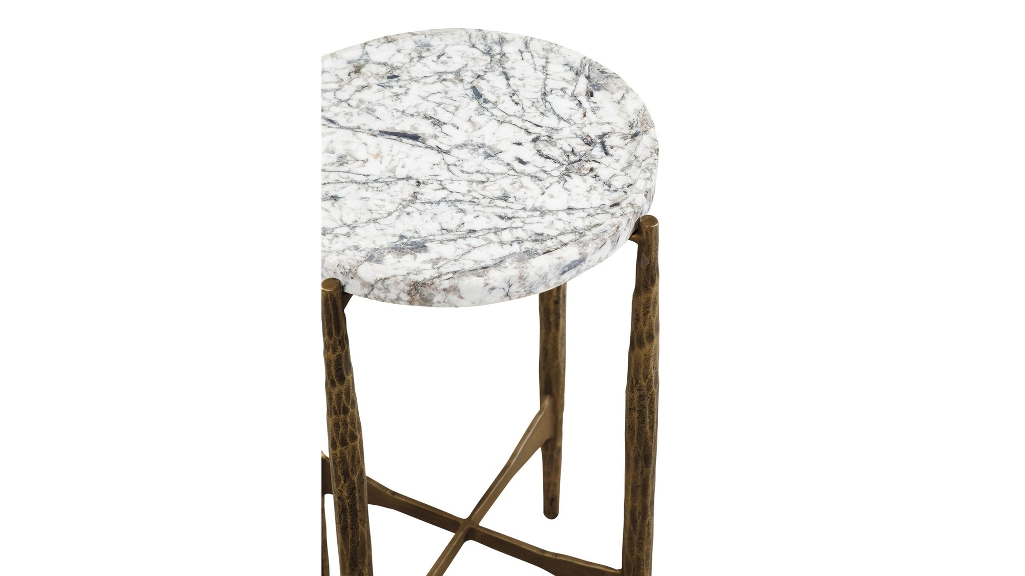 Soren - Accent Table - White / Gray / Brass