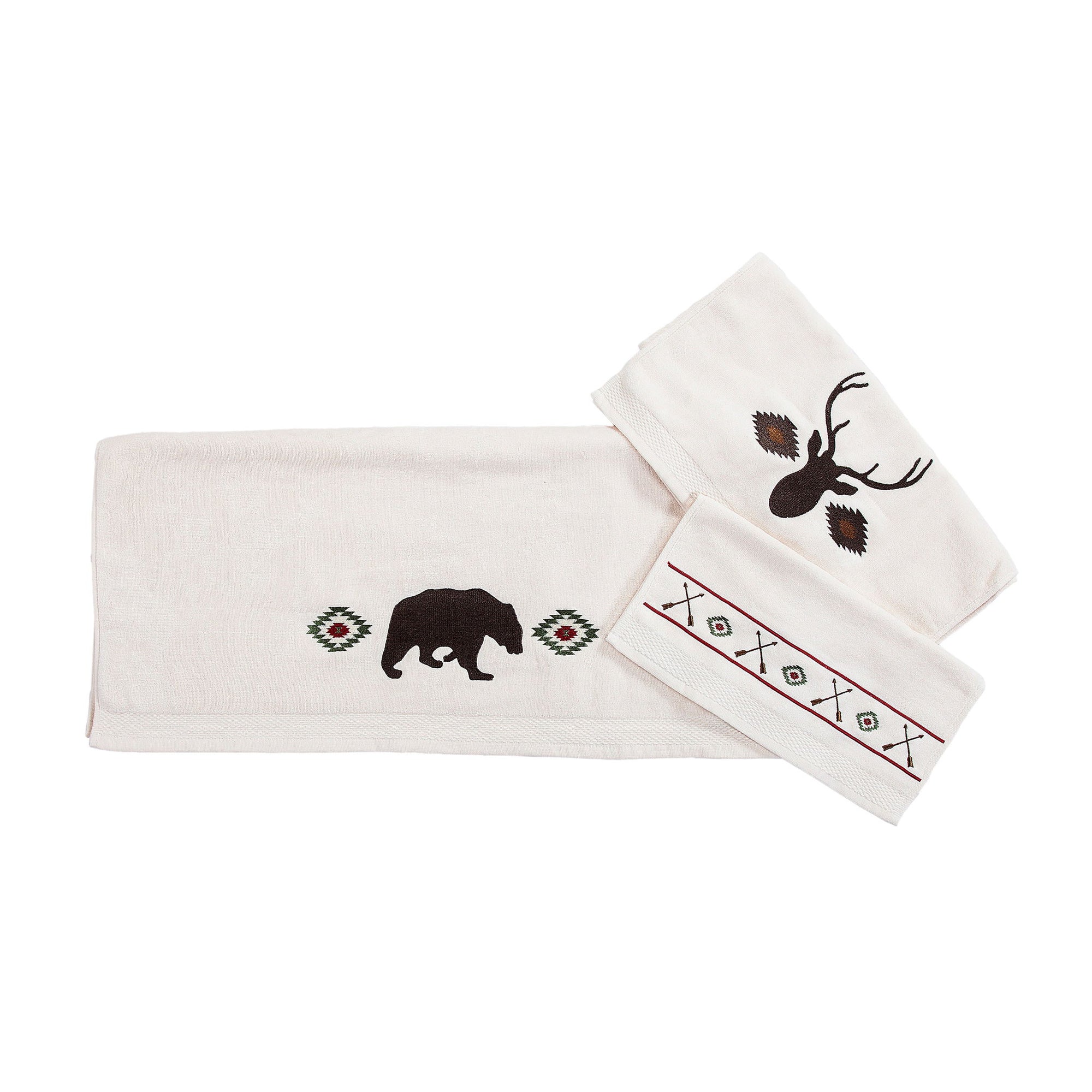 Aztec Bear - Towel Set (Set of 3), 2 Per Carton - Cream