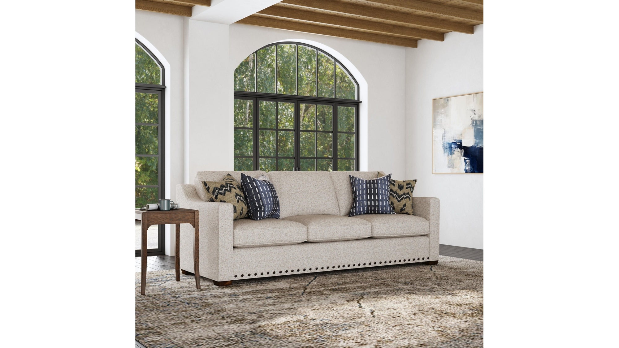 Milo - Fabric Sofa With Nailhead Trim