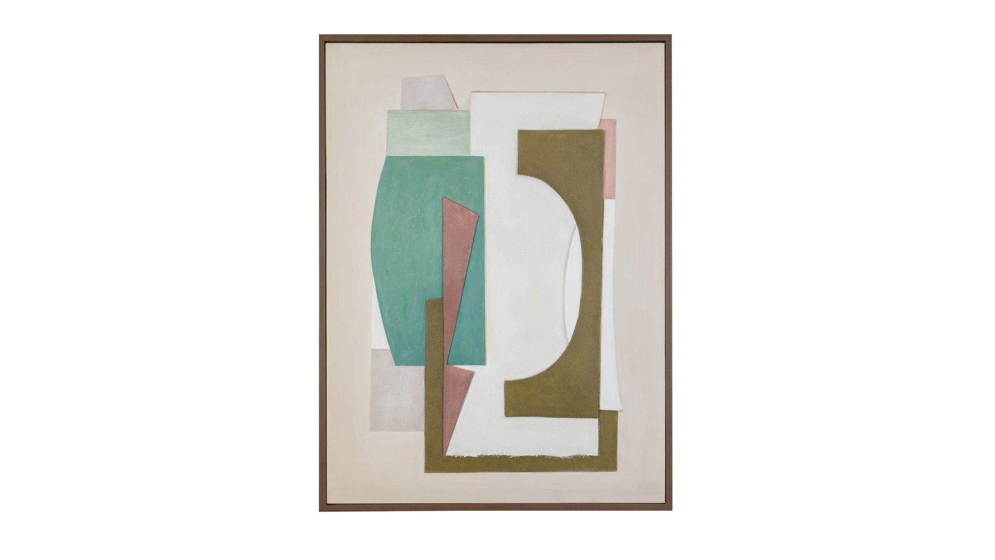 Layered Geometry Framed Canvas - Green