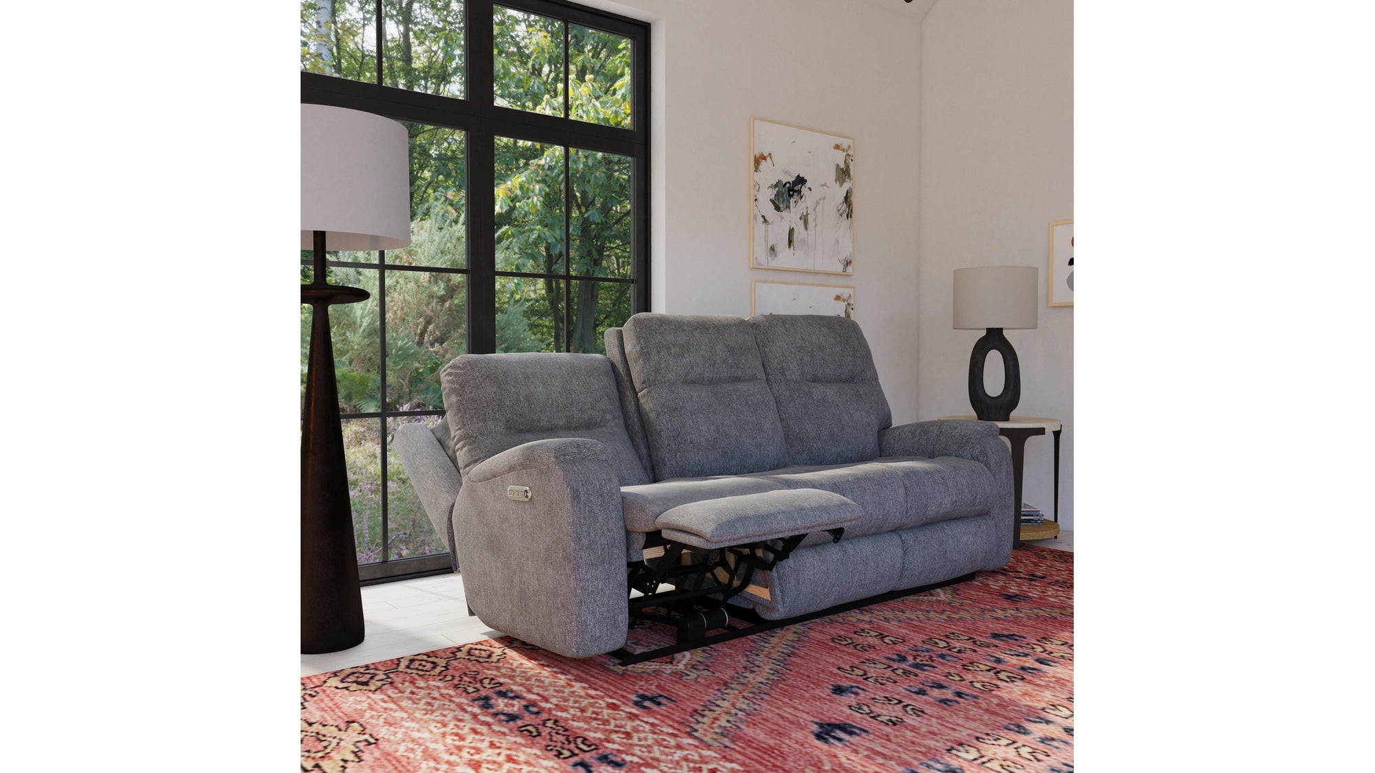 Penn - Transitional Fabric Power Reclining Sofa With Power Headrests &amp; Lumbar