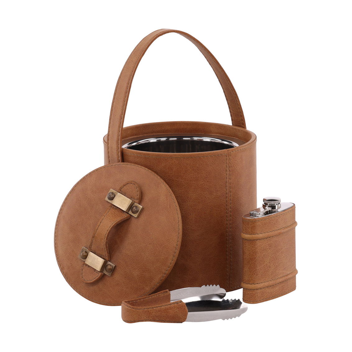 Felix - Ice Bucket &amp; Flask Set - Light Brown