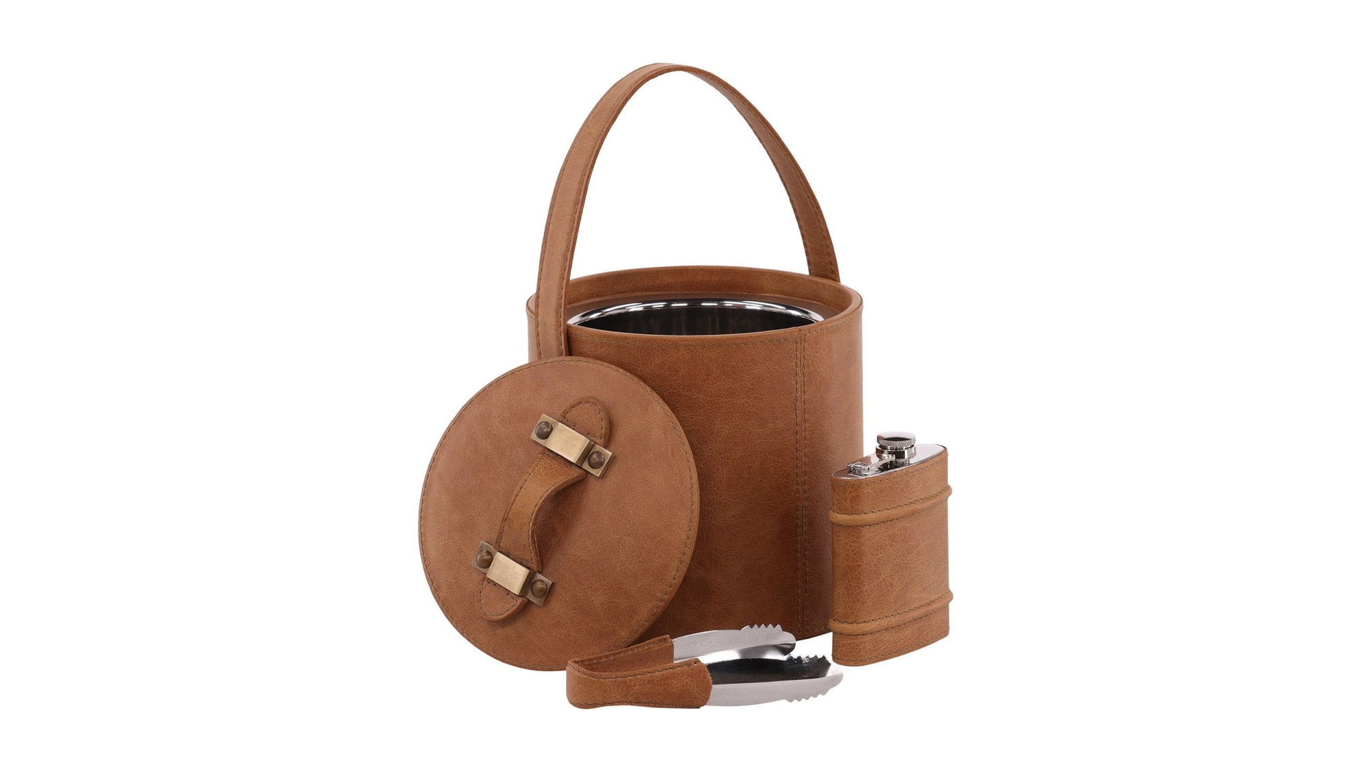 Felix - Ice Bucket &amp; Flask Set - Light Brown