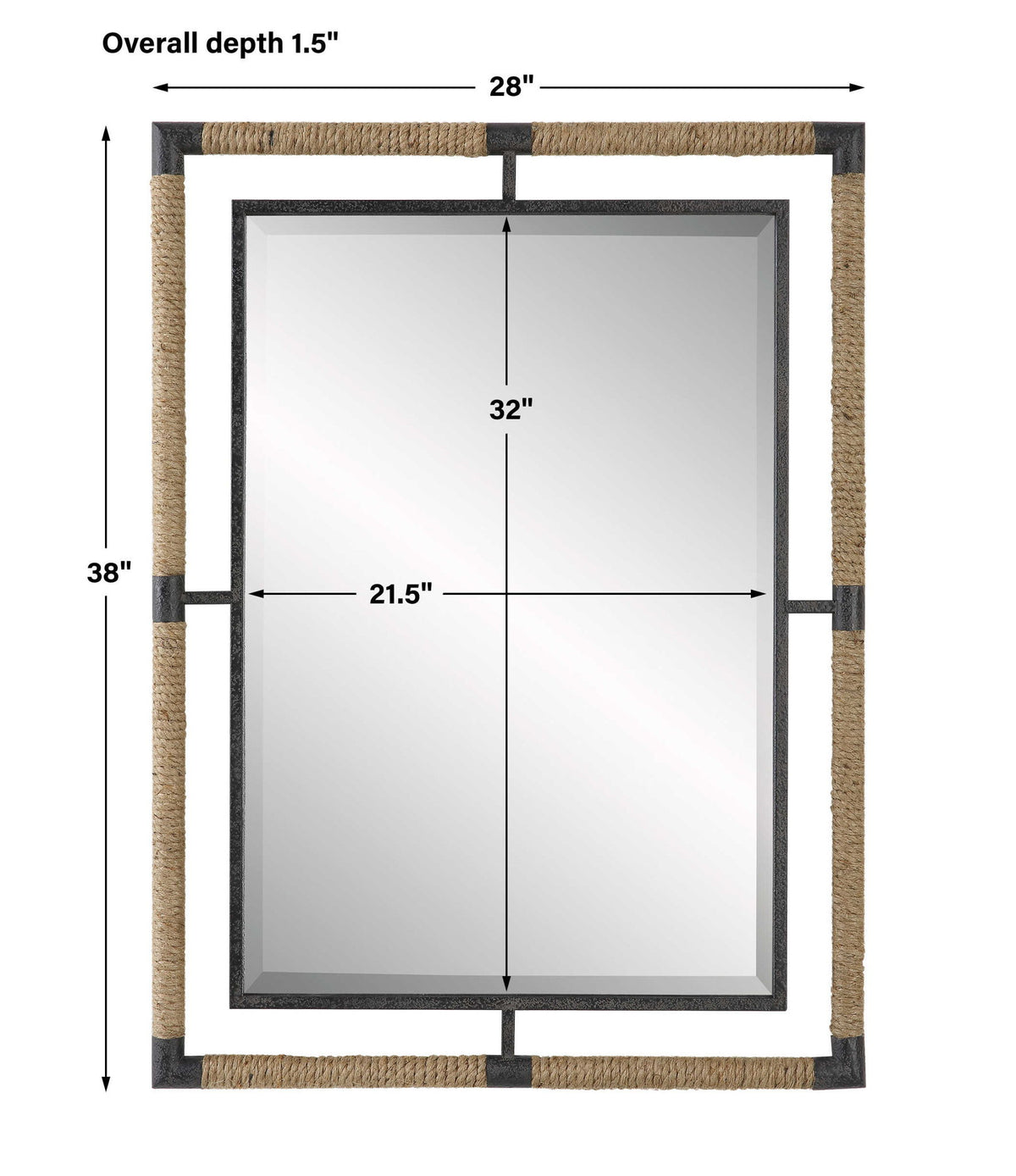 Melville - Iron &amp; Rope Mirror - Light Brown