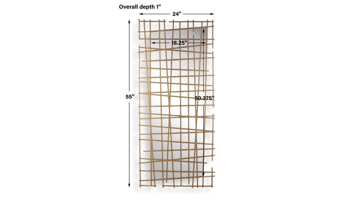Golden Intersection - Mirrored Wall Decor - Brass