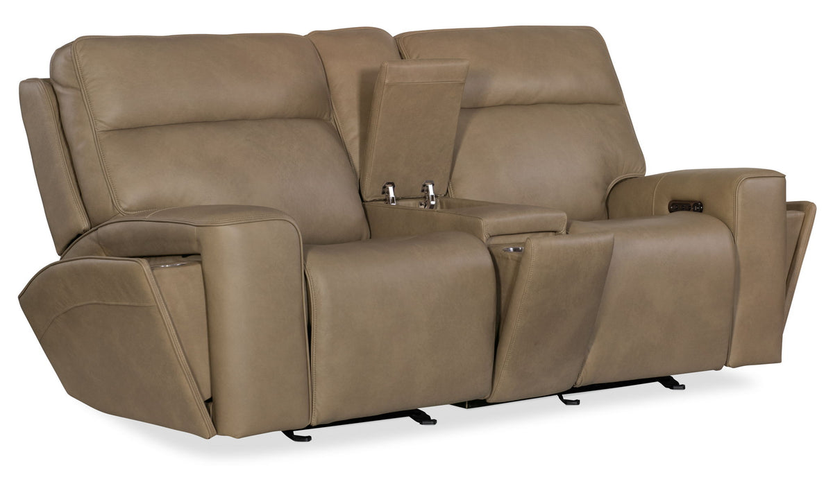 MS - Riverton Power Gliding Console Loveseat With Power Headrest And Lumbar