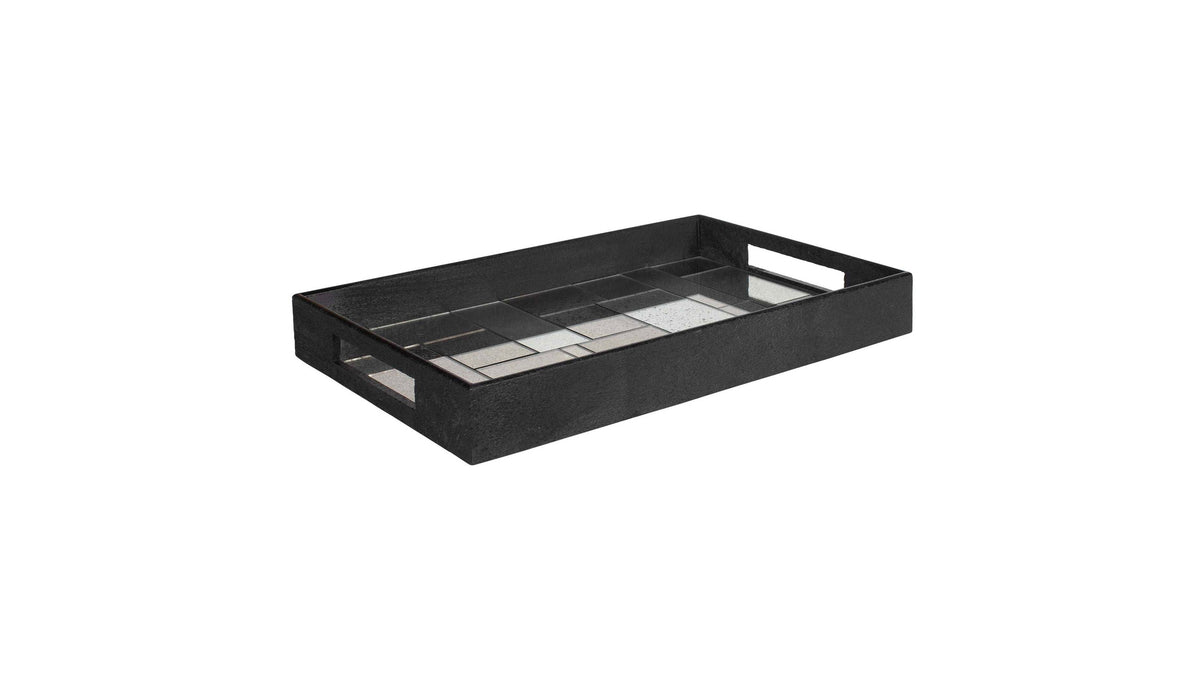 Modern - Mosaic Antique Mirrored Tray - Black