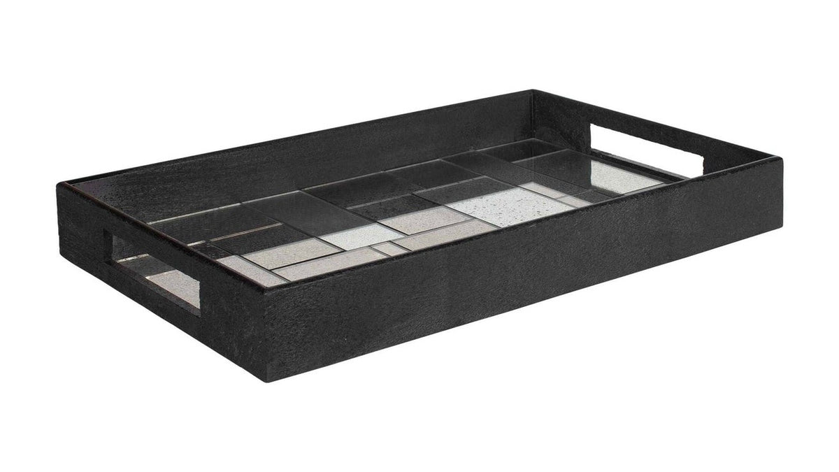 Modern - Mosaic Antique Mirrored Tray - Black