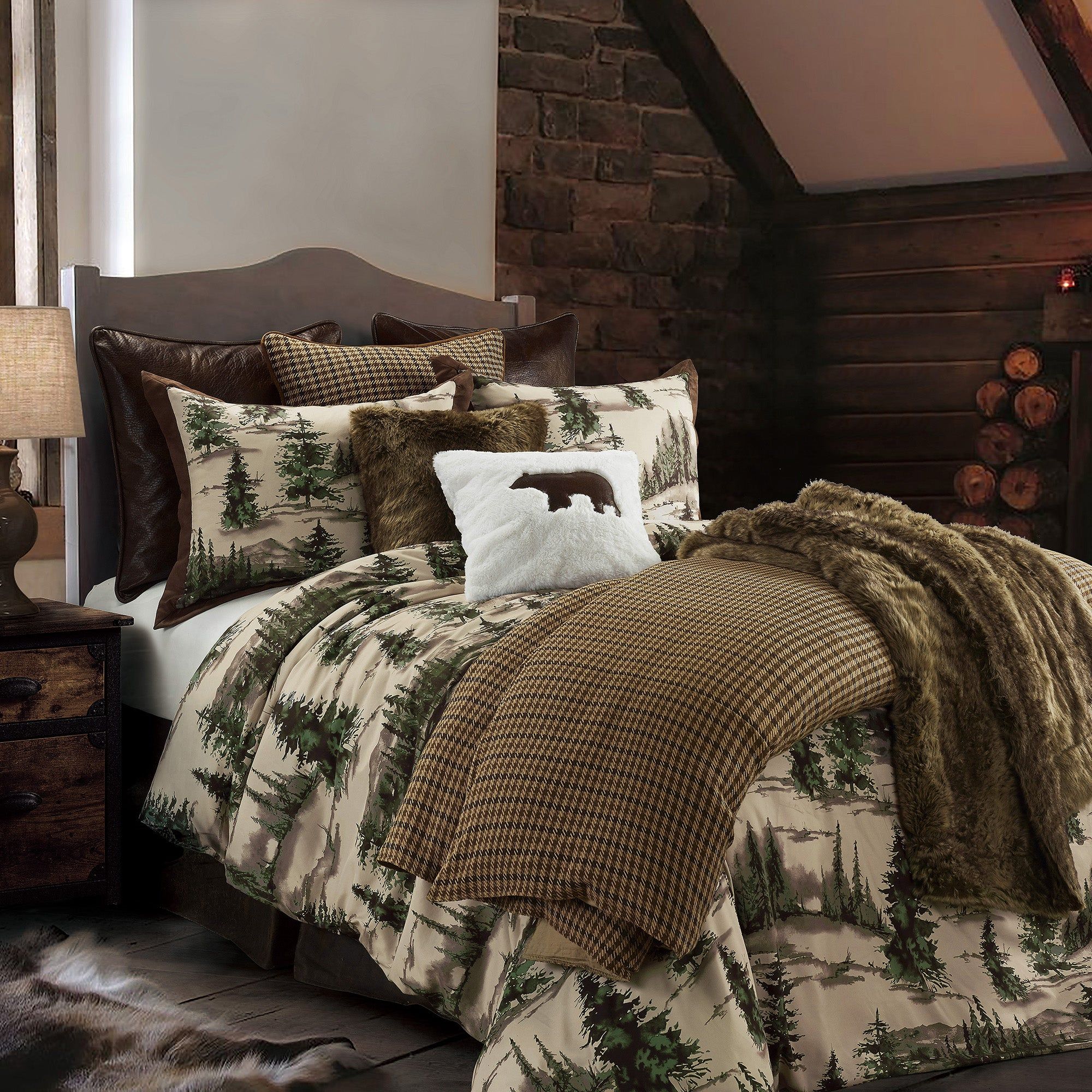 Joshua - Twin Comforter Set (Set of 2) - Brown / Green / Cream