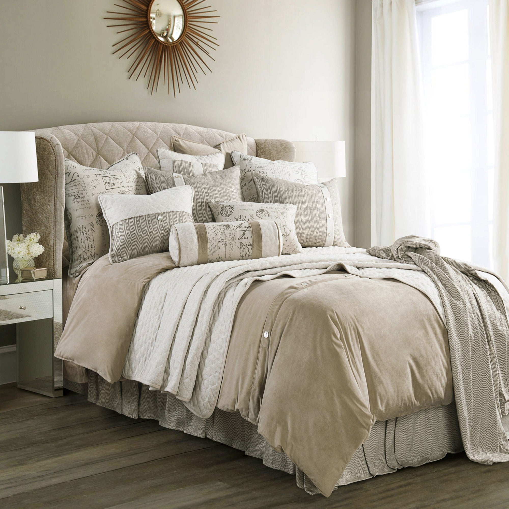 Fairfield - Twin Linen Coverlet Set (Set of 3) - Cream / Tan