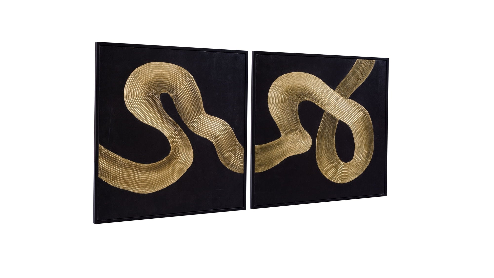 Connected Frame Canvas Set of 2 - Black / Gold