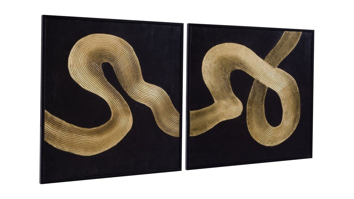 Connected Frame Canvas Set of 2 - Black / Gold