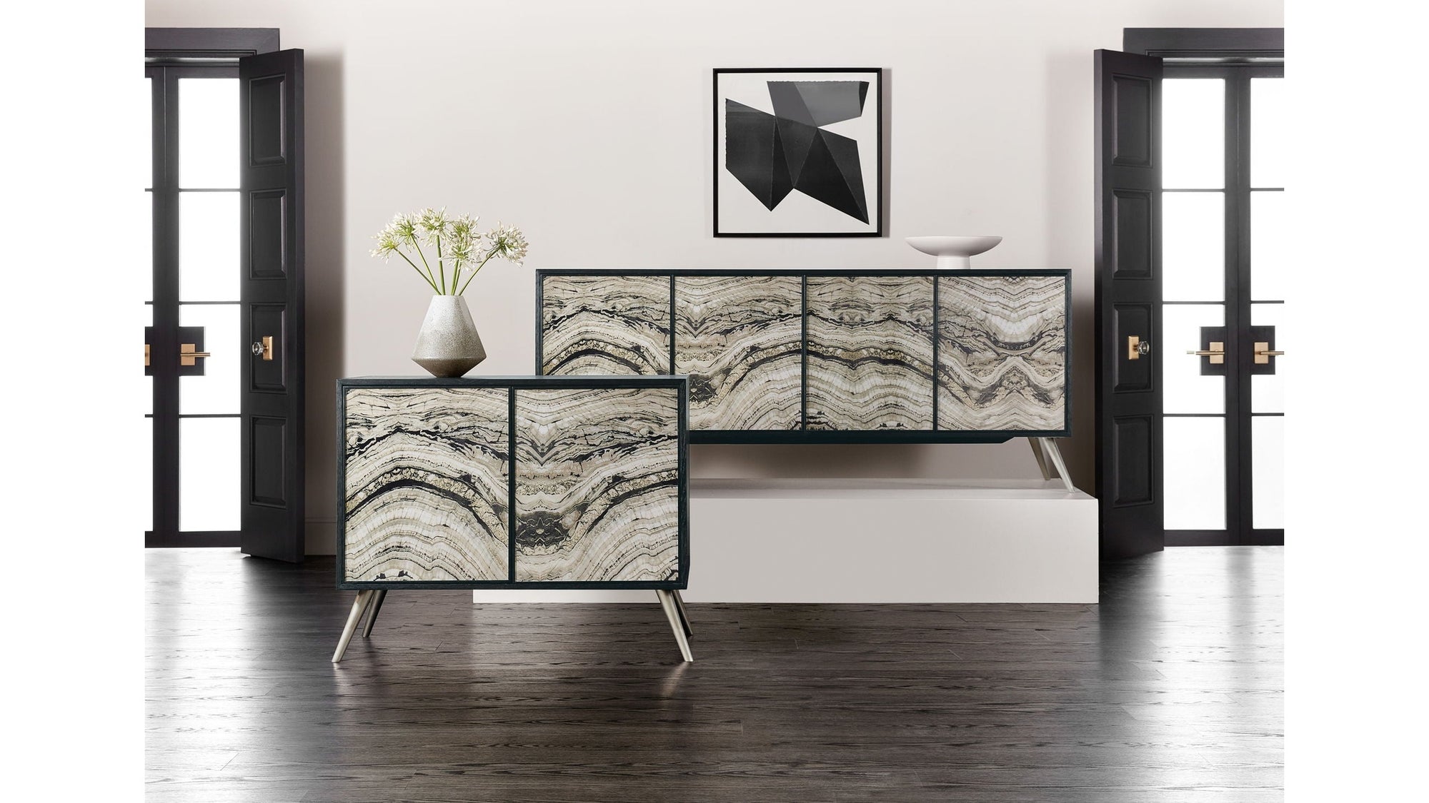 Melange - Rockee 2-Door Chest - Black