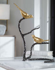 Birds On A Limb - Sculpture - Black & Gold