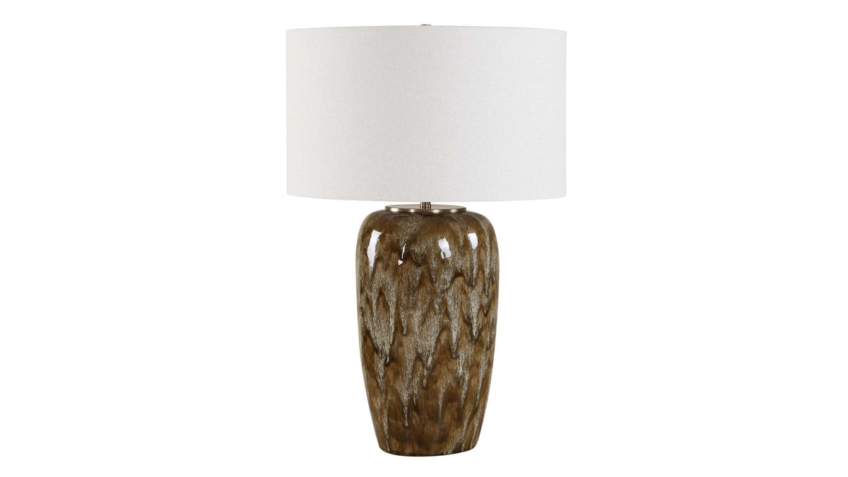 Torrence - Glazed Table Lamp - Brown / White