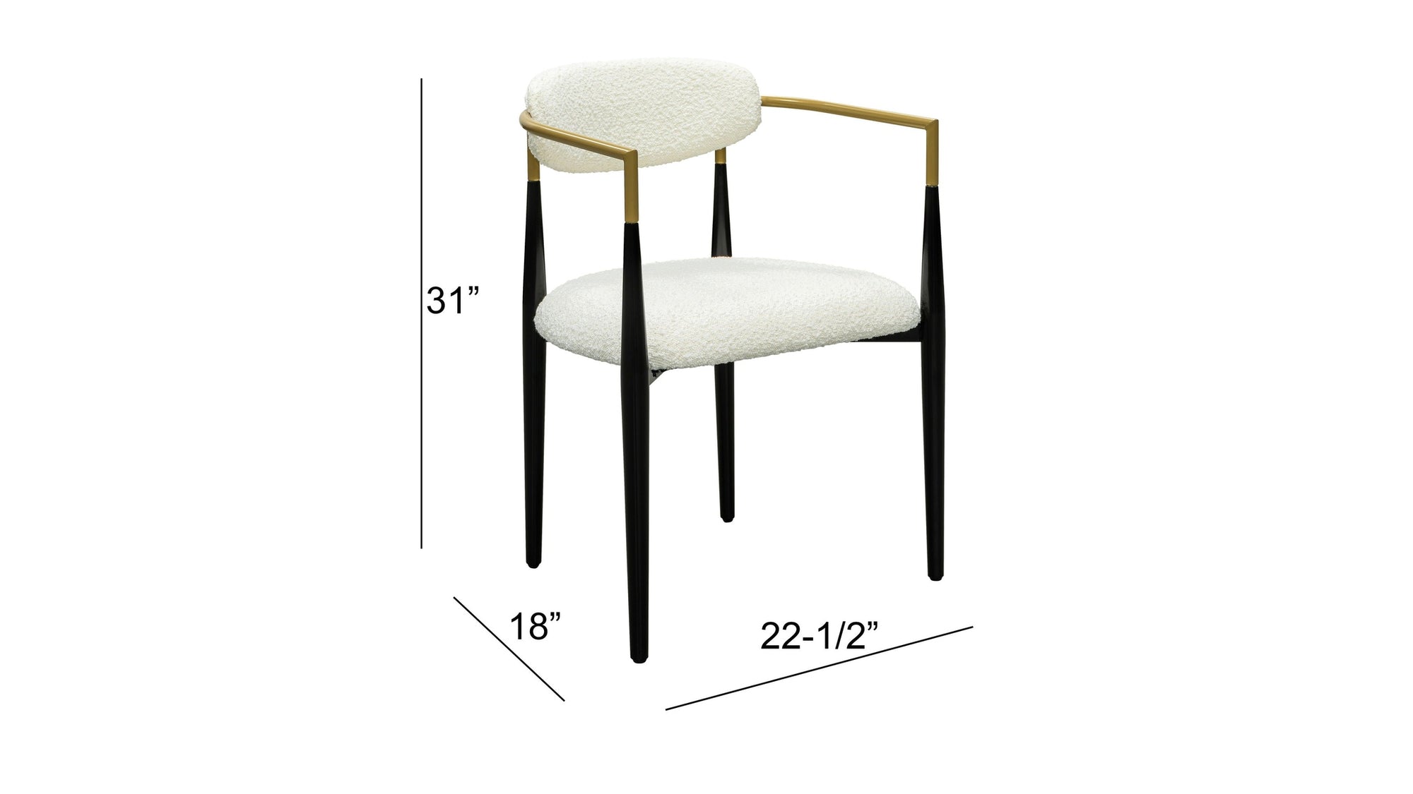 Jenson - White Dining Chair - Semi-Gloss Black /Brushed Gold / Ivory Boucle