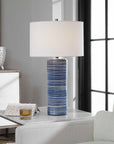 Montauk - Striped Table Lamp - Blue