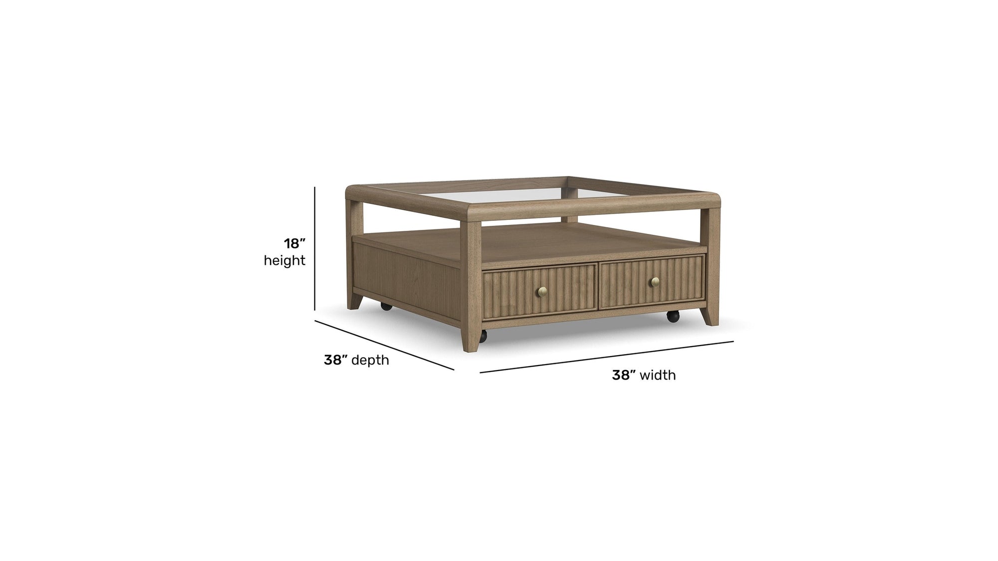 Reed - Square Coffee Table With Casters - Driftwood Oak