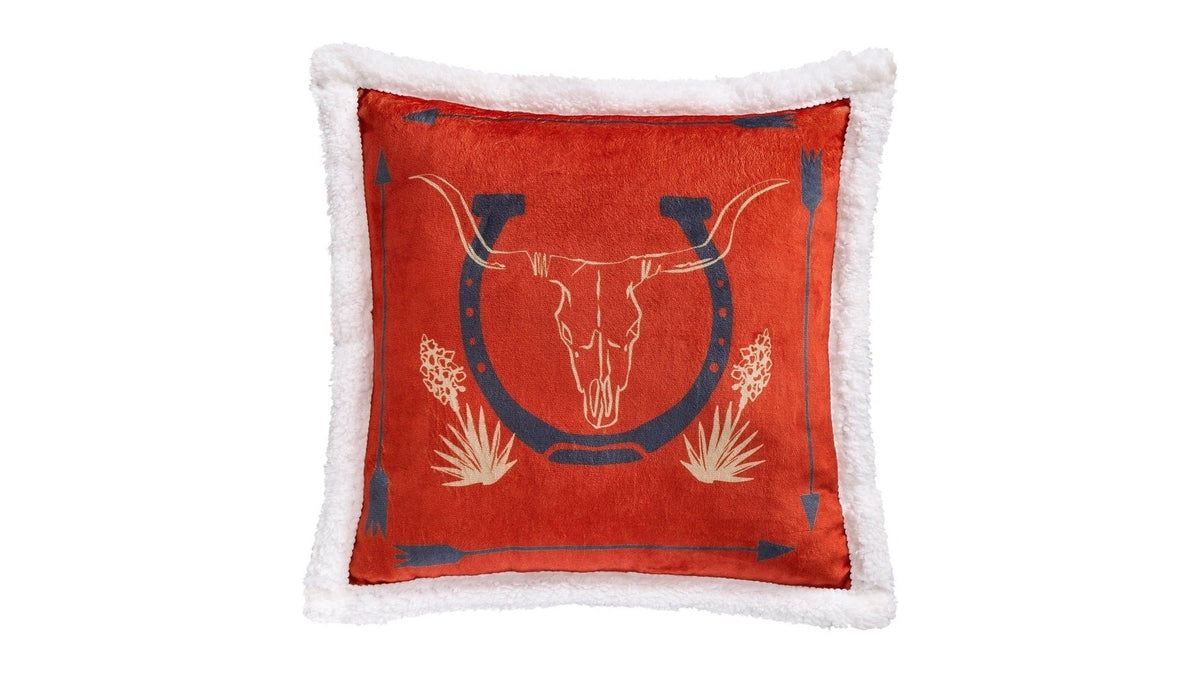 Campfire - Marfa Campfire Sherpa Pillow Horseshoe, 6 Per Carton - Red