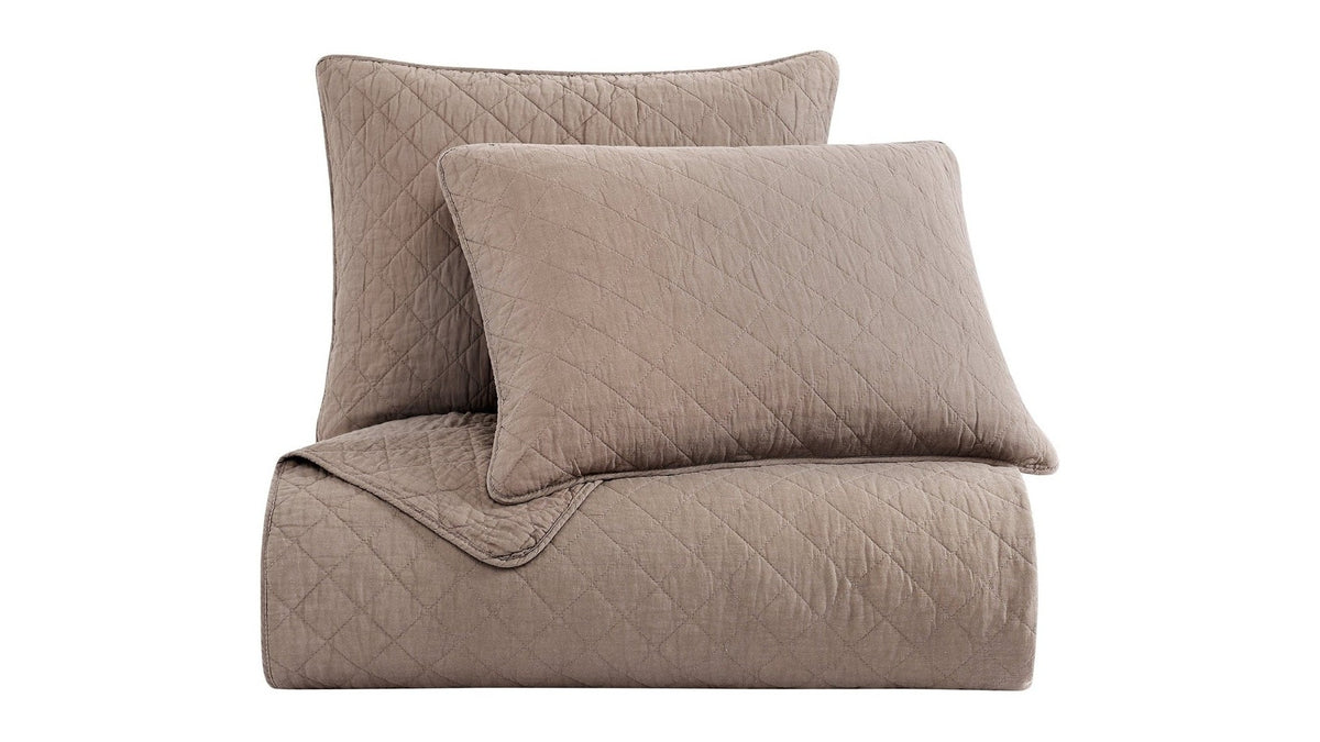 Cotton Comfort - Full/Queen Quilt Set Set of 3 - Mocha