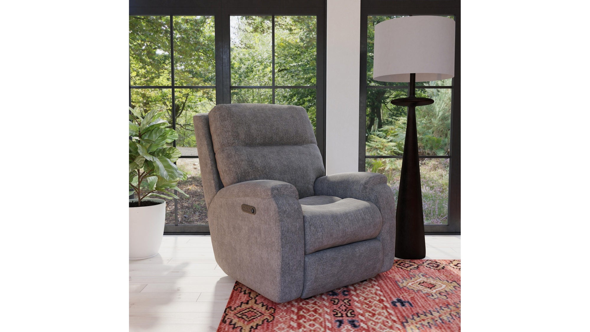 Penn - Transitional Fabric Power Rocking Recliner With Power Headrest & Lumbar