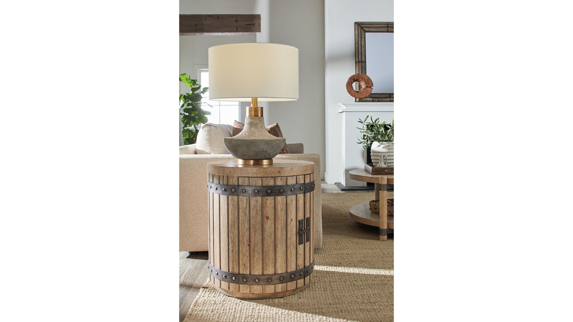 Vineyard Row - Wine Barrel End Table - Light Brown