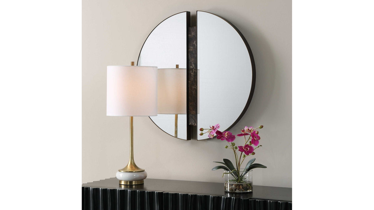 Hanover - Divided Round Mirror - Bronze / Brown