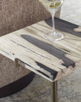 Rowman - Petrified Wood Accent Table - Bronze
