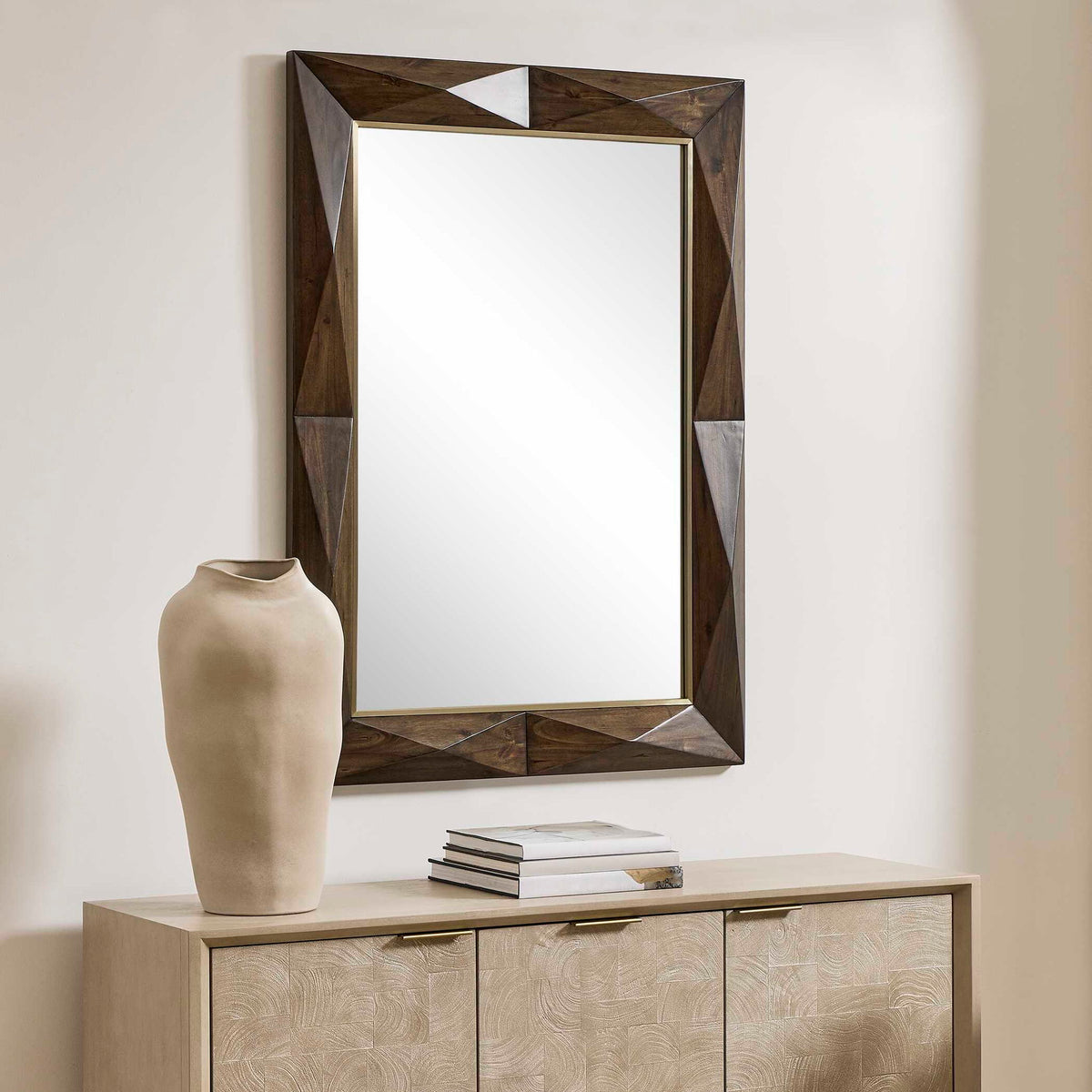 Diamond In The Rough - Wood Mirror - Gold / Woodtone