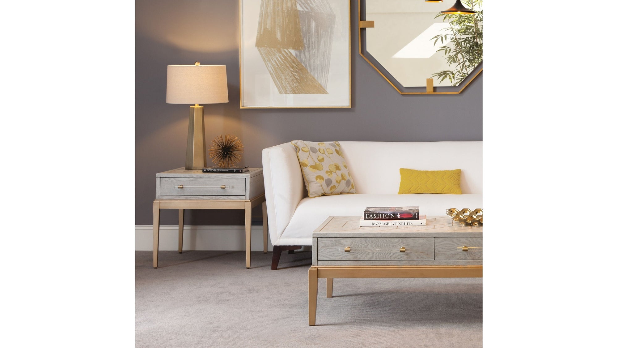 Perrine - Rectangle End Table - Silver / Gold