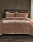 Stella - King Faux Silk Velvet Duvet Cover Set (Set of 3) - Dusty Rose