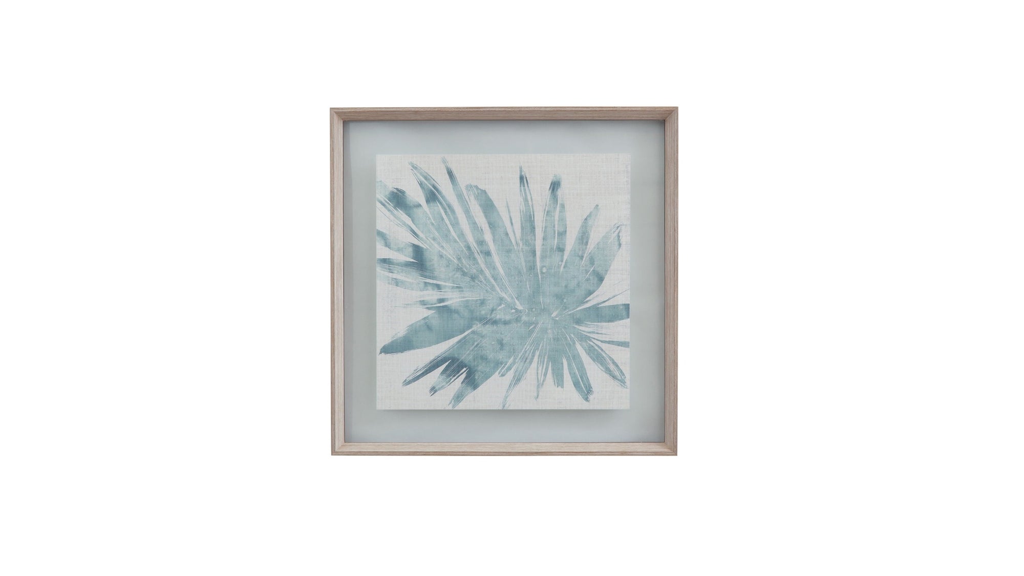 Burlap Ocean Palm II Framed Print - Light Blue