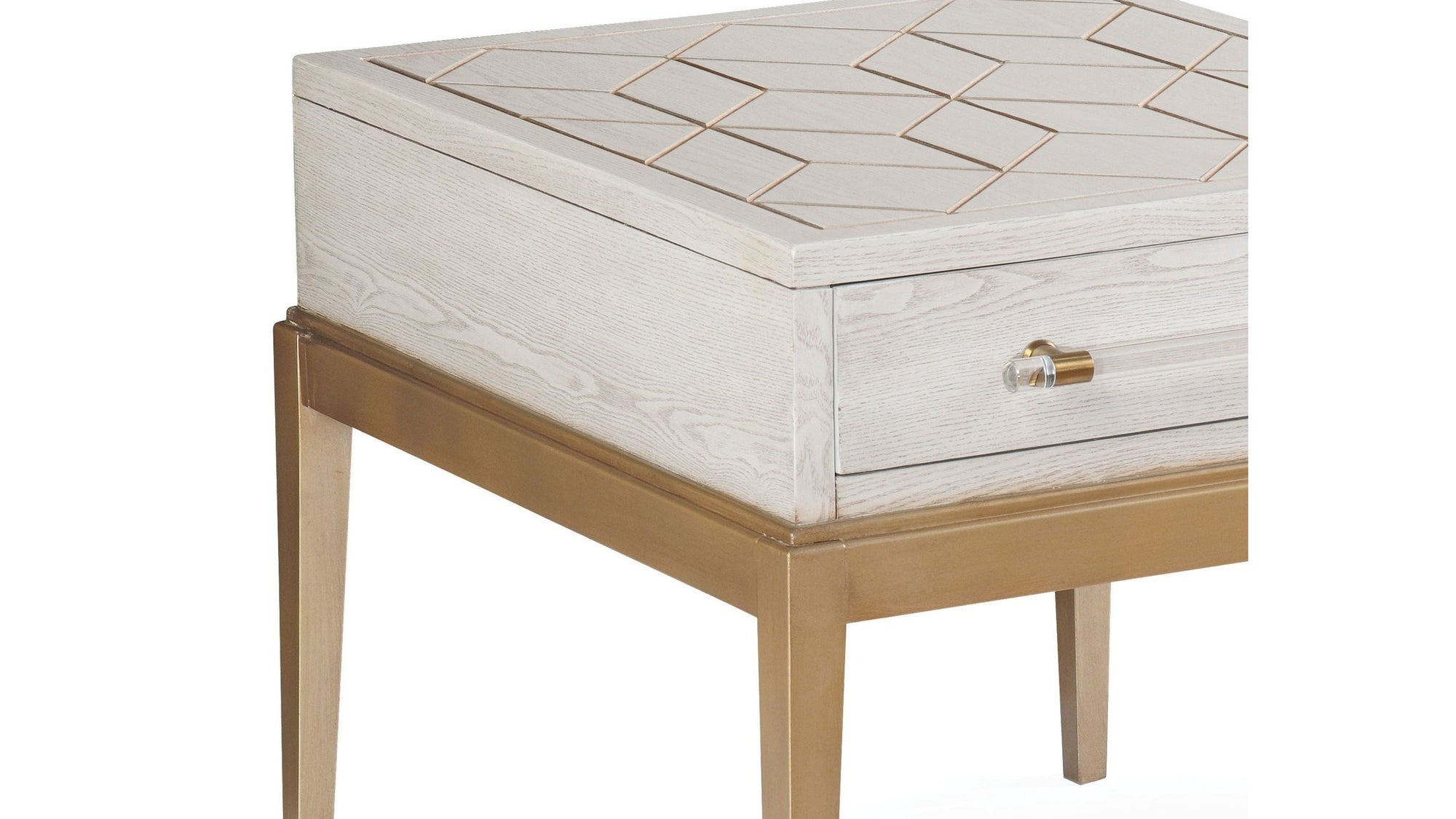 Perrine - Rectangle End Table - White / Gold