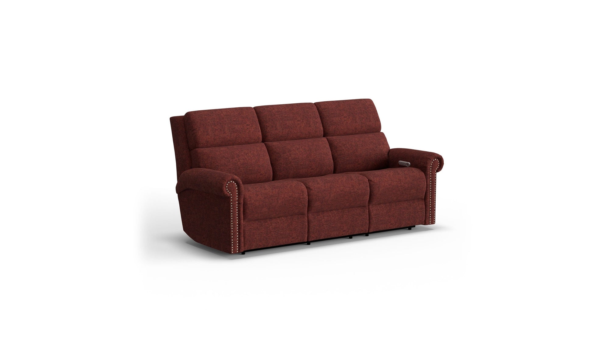 Bernard - Power Reclining Sofa With Console, Power Headrests & Lumbar, Nailhead Trim
