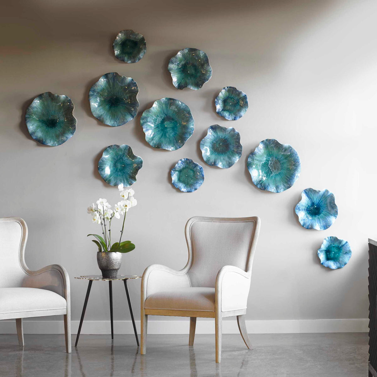 Abella - Ceramic Flowers (Set of 3) - Blue