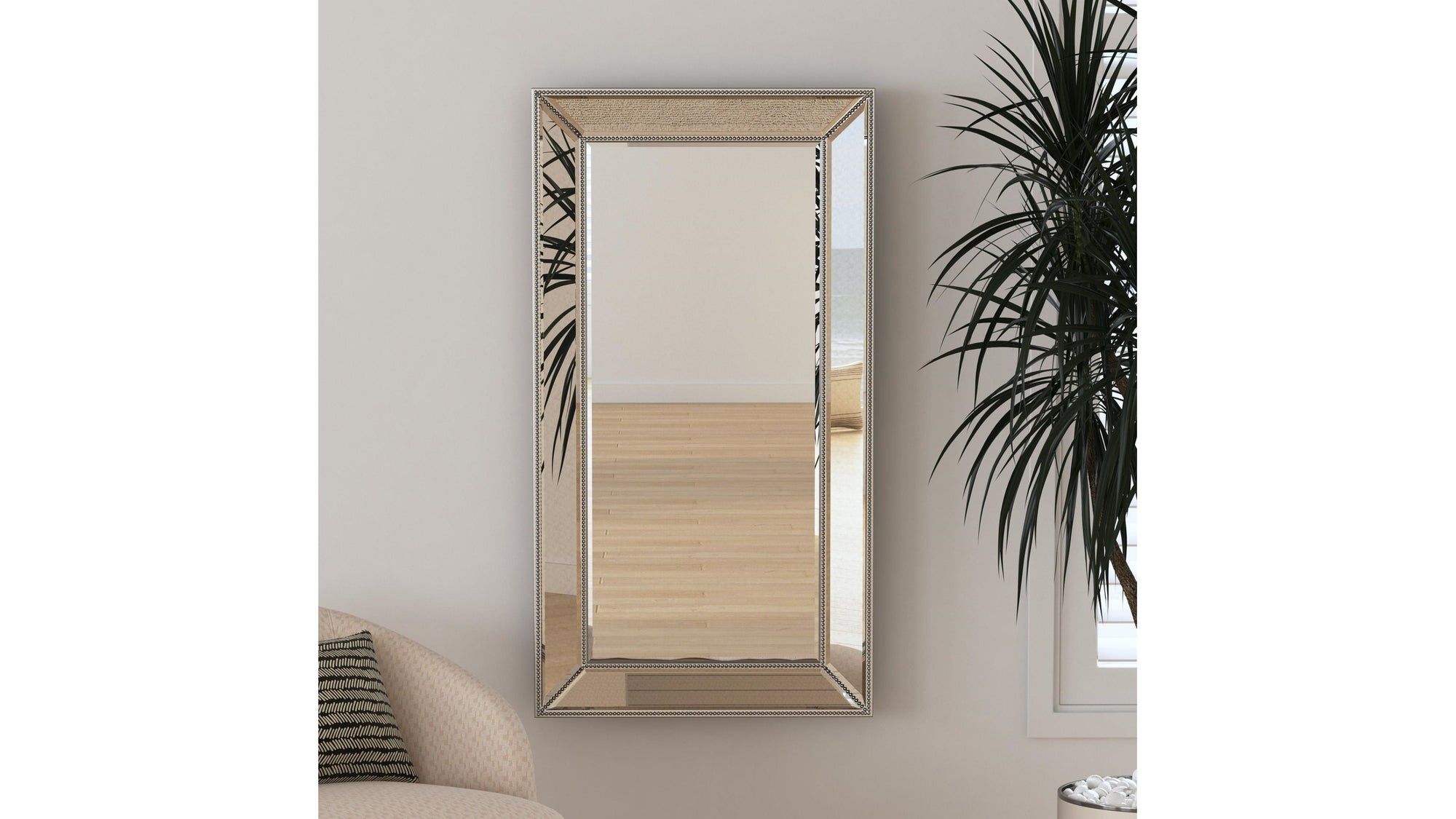 Beaded - Wall Mirror 48" - Silver