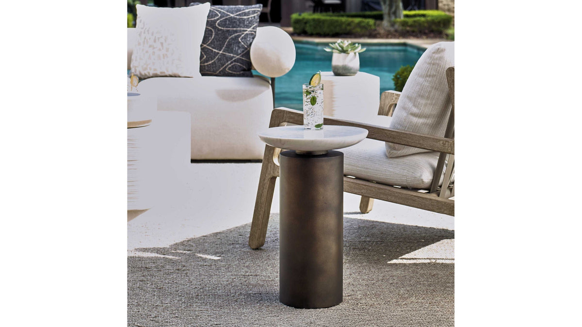 Olso - Outdoor Accent Table - Bronze / White