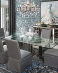 Murano - Double Pedestal Table - Pearl Silver