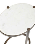 Mercier - Round Marble Accent Table - Brass / White