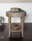 Deka - Round Side Table - Gray & Light Brown
