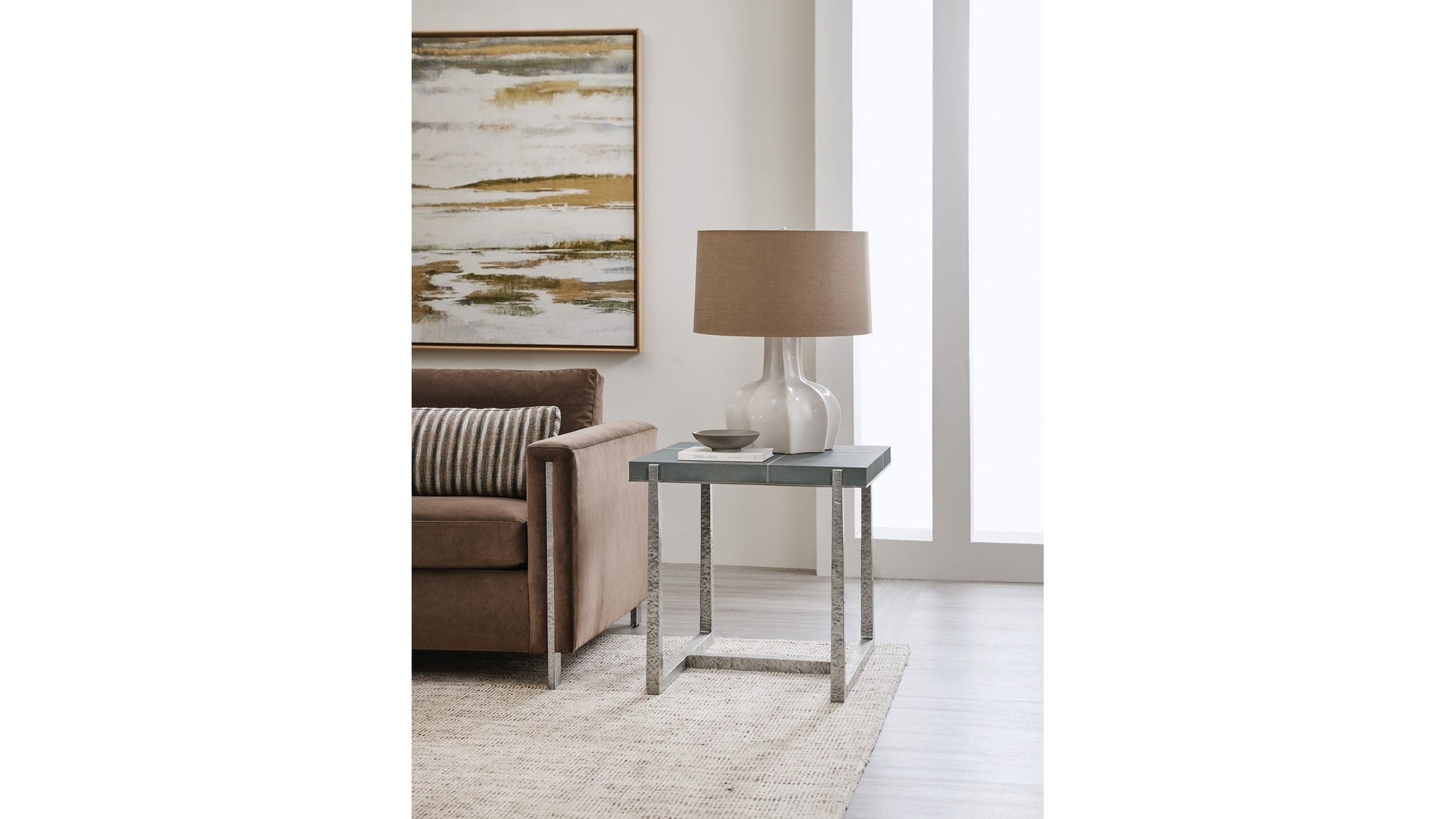 Chapman - Mixed Media End Table - Pearl Silver