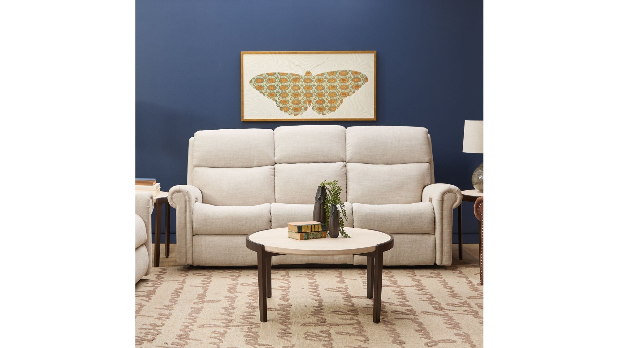 Bernard - Power Reclining Fabric Sofa With Console, Power Headrest, & Lumbar