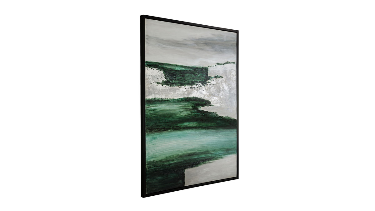 Emerald Horizon Framed Canvas - Green