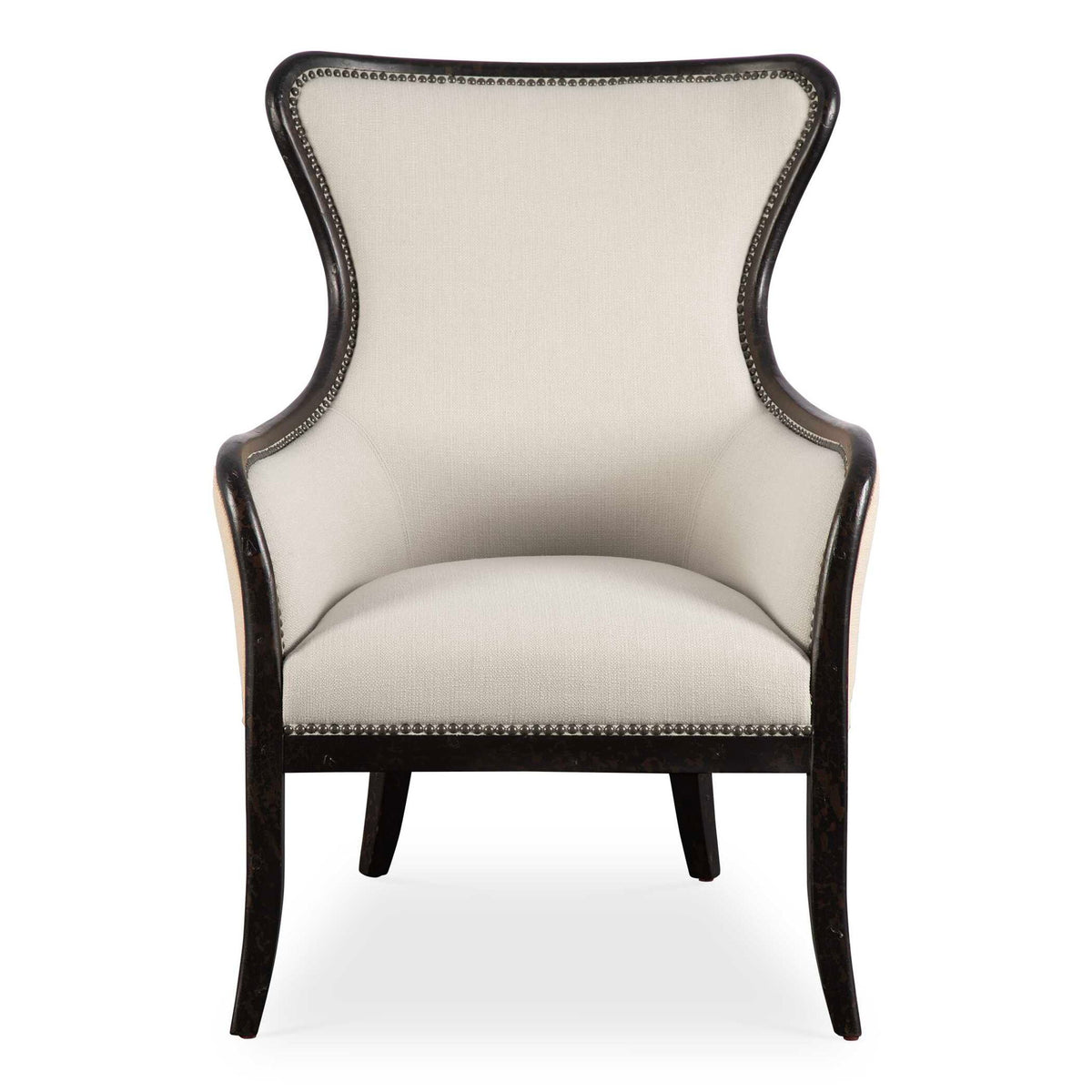 Sandy - Wing Back Armchair - Beige &amp; Dark Brown
