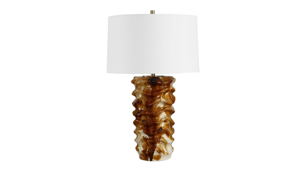 Bassa - Glazed Table Lamp - Brown / Cream
