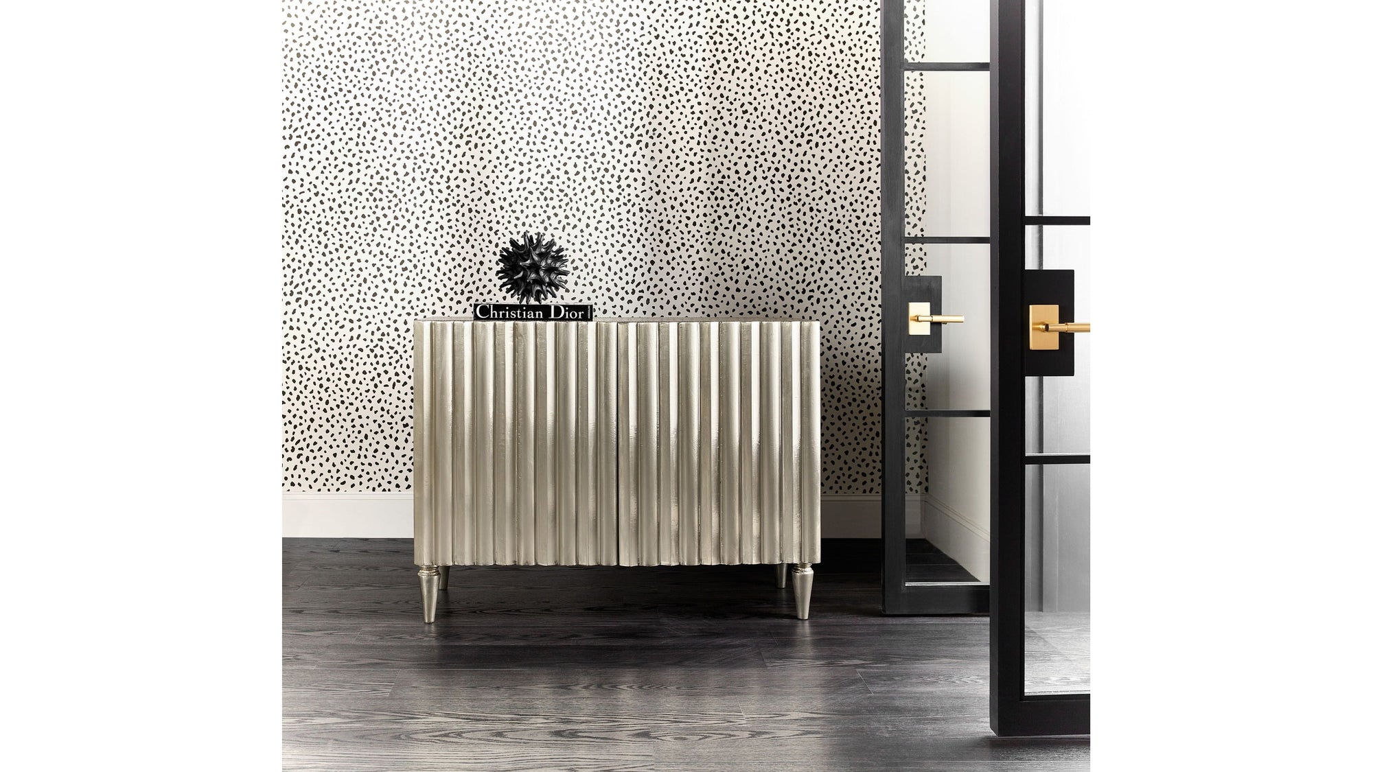 Melange - Mackenna 2-Door Chest - Pearl Silver