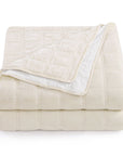 Stella - Full/Queen Faux Silk Velvet Double Box Stitch Quilt Set (Set of 3) - Stone