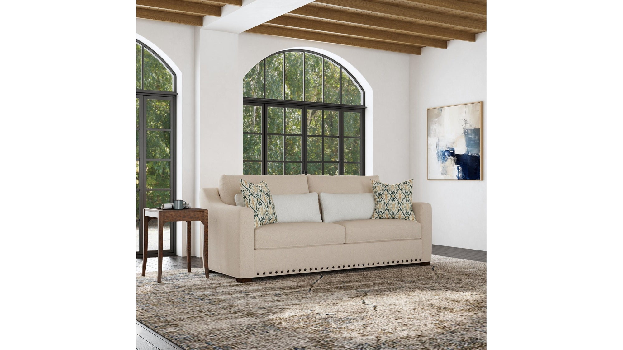 Milo - Fabric Two-Cushion Sofa With Nailhead Trim